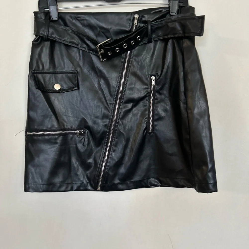 Large faux, leather Moto skirt from Shein
